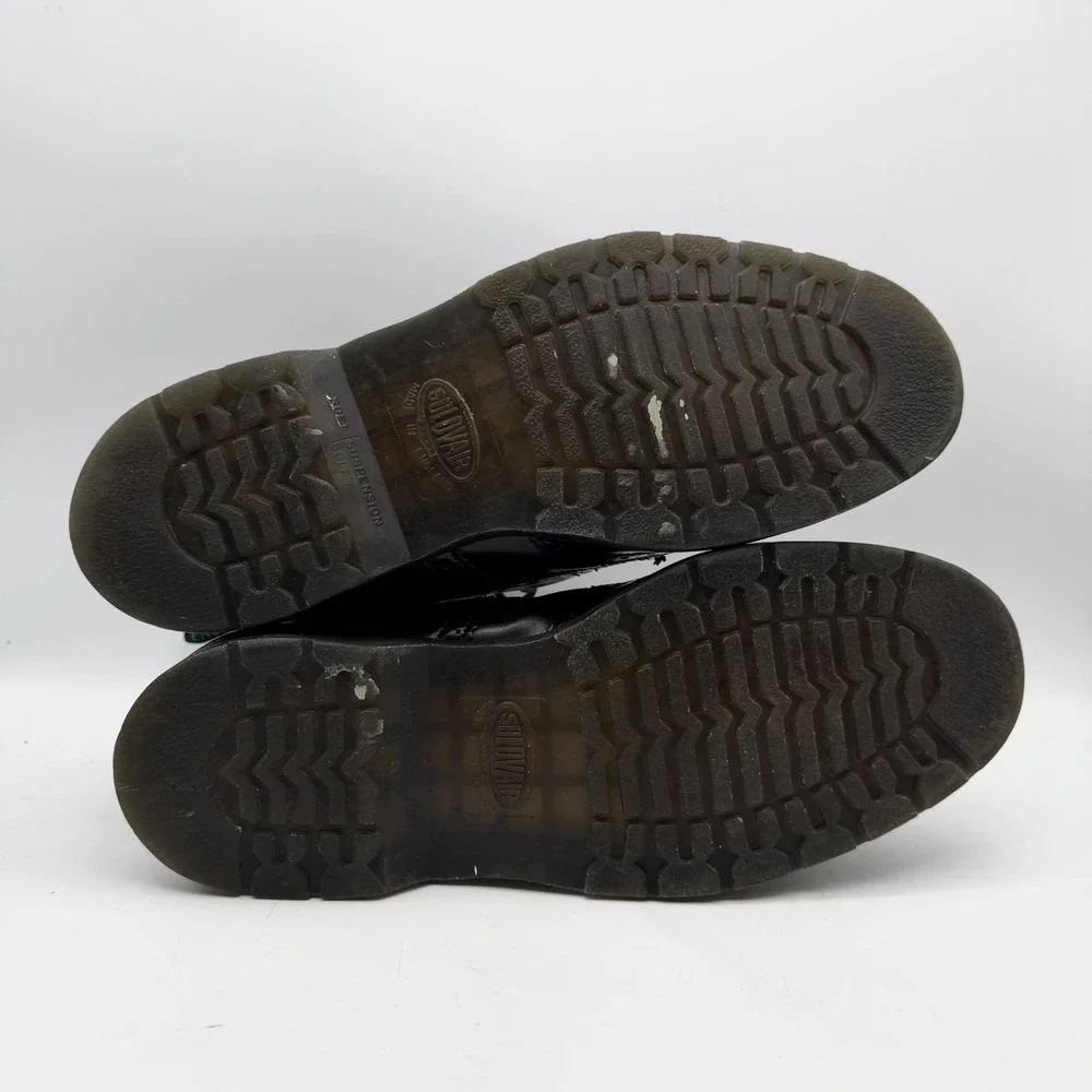 Solovair Boots Mens UK 9 Black Hi-Shine 6 Eye Brogue Wing Tip Made in England